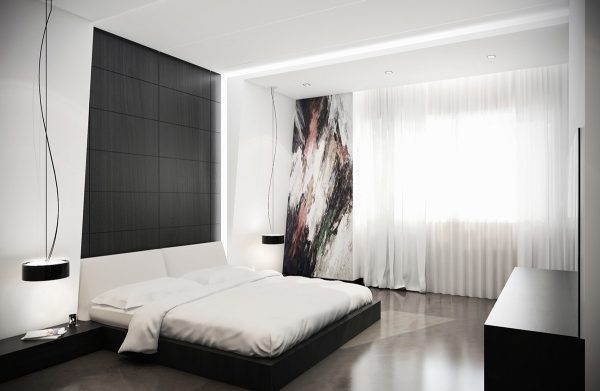 40个漂亮的黑白色卧室设计