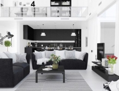 30個黑白配色的現代客廳設計
