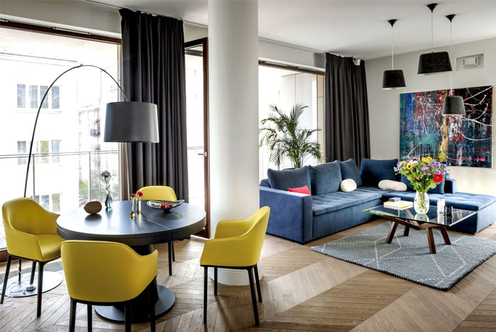 华沙开放式布局的优雅时尚公寓设计