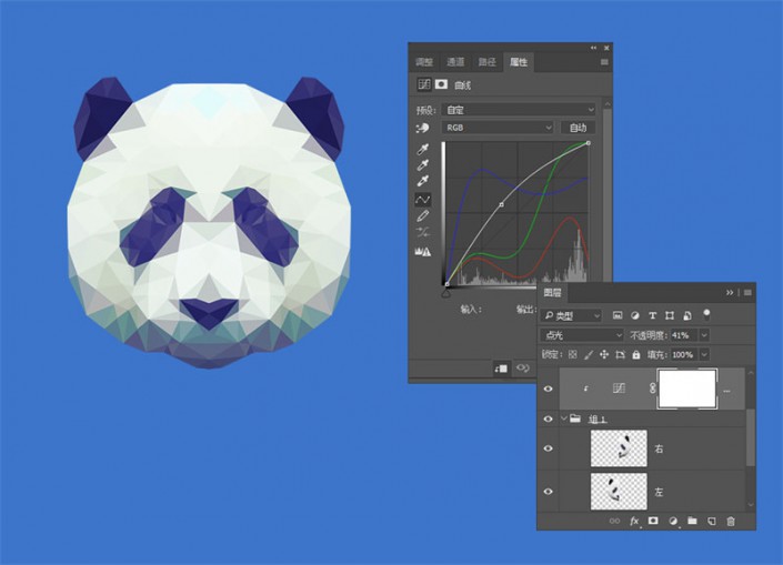 PS绘制低多边形星空效果熊猫头像
