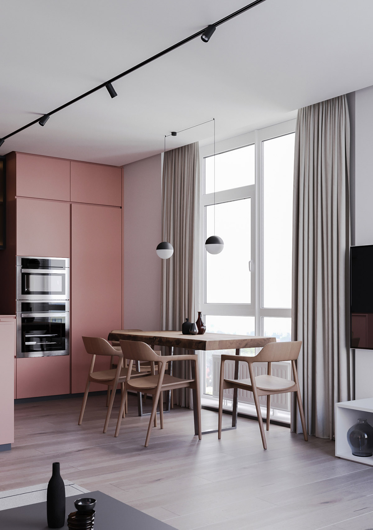 粉色和灰色搭配的个性住宅装修设计