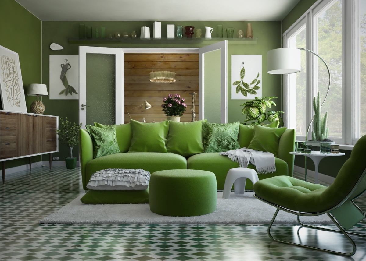 30个漂亮的绿色系客厅设计