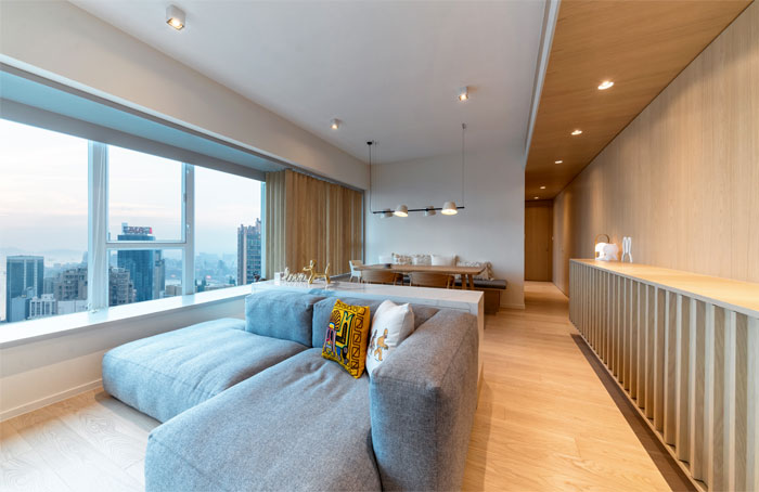巧妙的收纳系统和整洁的空间布局：香港180度海景公寓设计