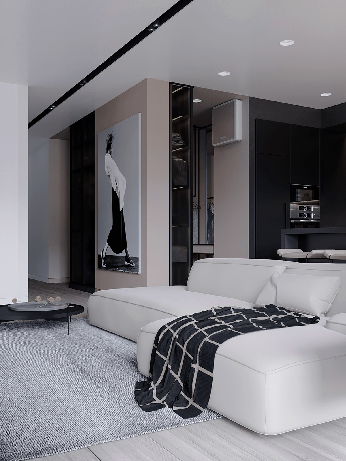 黑白和米色打造的时尚公寓