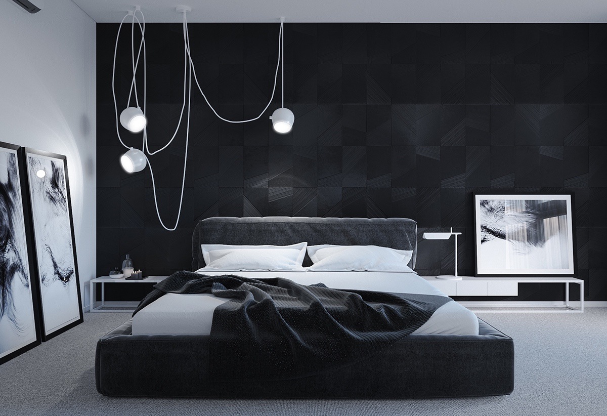 51个酷炫个性的黑色卧室设计