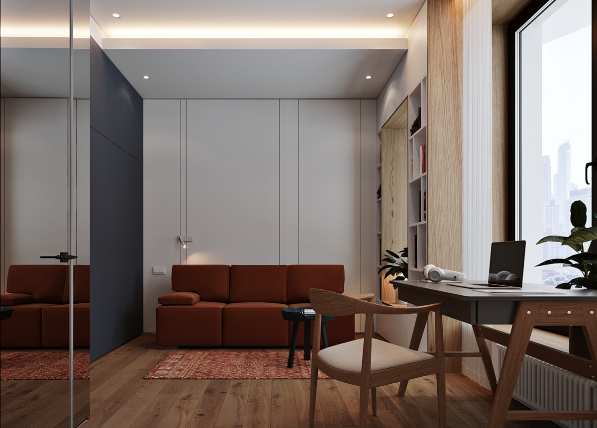 开放式起居空间的110平米现代住宅装修设计