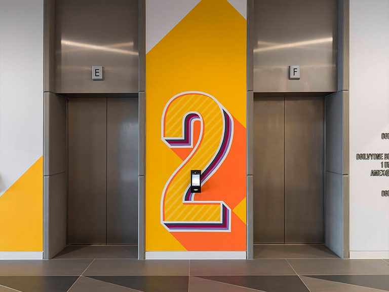 Acrylicize电梯厅楼层墙绘设计