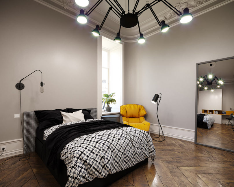经典设计元素与现代家具结合：法国鲁昂黑白公寓设计