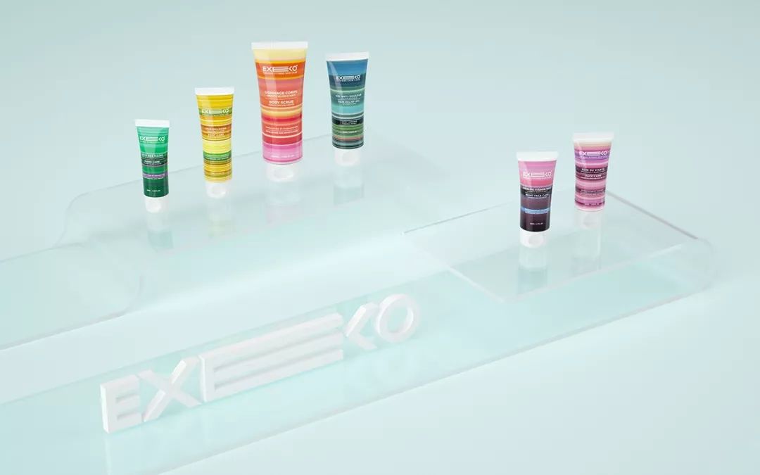 缤纷的色彩 延伸的条纹：健身护肤品牌EXEKO视觉和包装设计