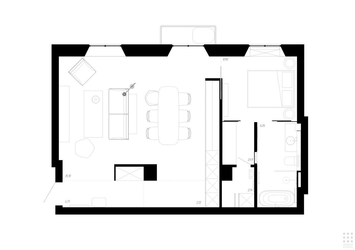 极简风格的高级灰：65平开放式设计的小公寓