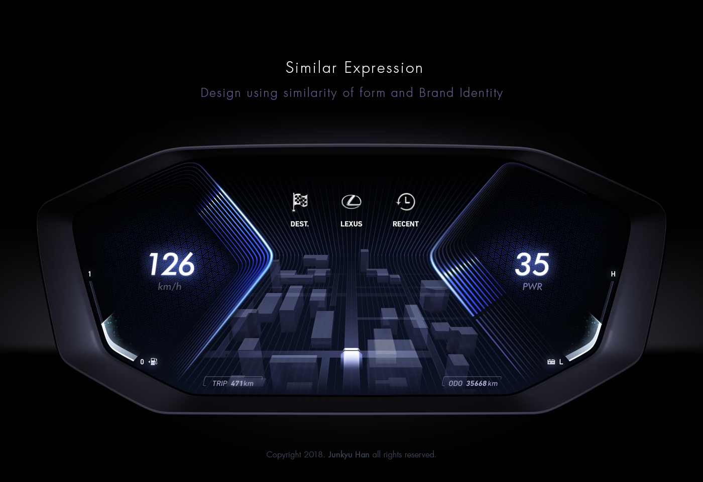 Junkyu Han：Lexus ES300H 汽车仪表盘UI概念设计