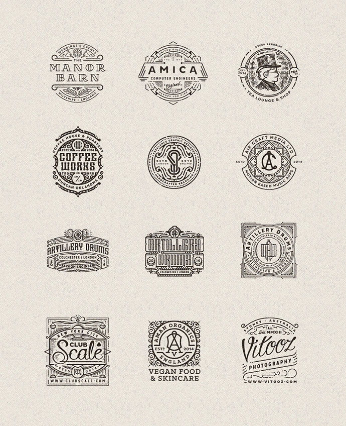 40款国外徽章风格字体logo设计