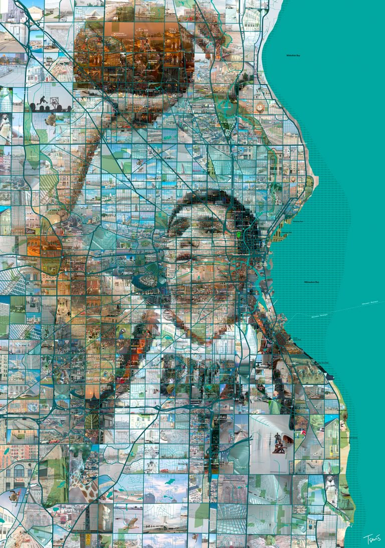 希腊艺术家Charis Tsevis：NBA球星马赛克肖像插画