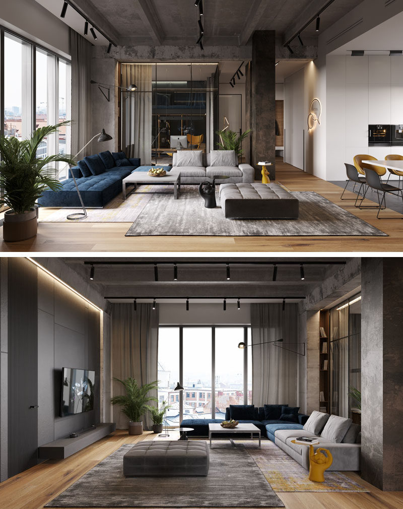 莫斯科三间公寓合并改造成loft住宅