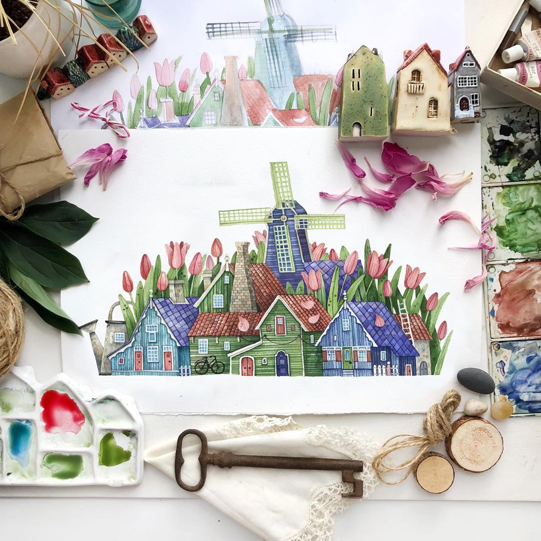 乌克兰Tonia Tkach画笔下迷人的花园小镇