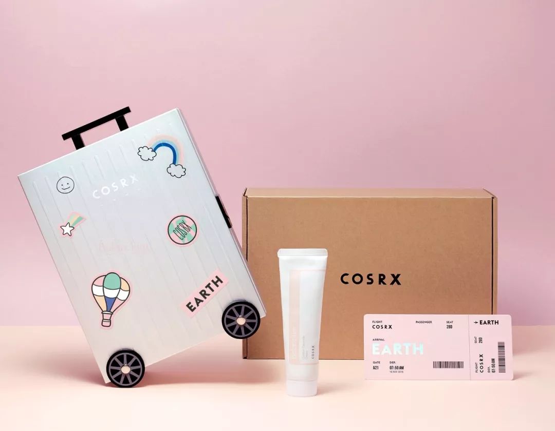 旅行箱造型的护肤品COSRX包装设计