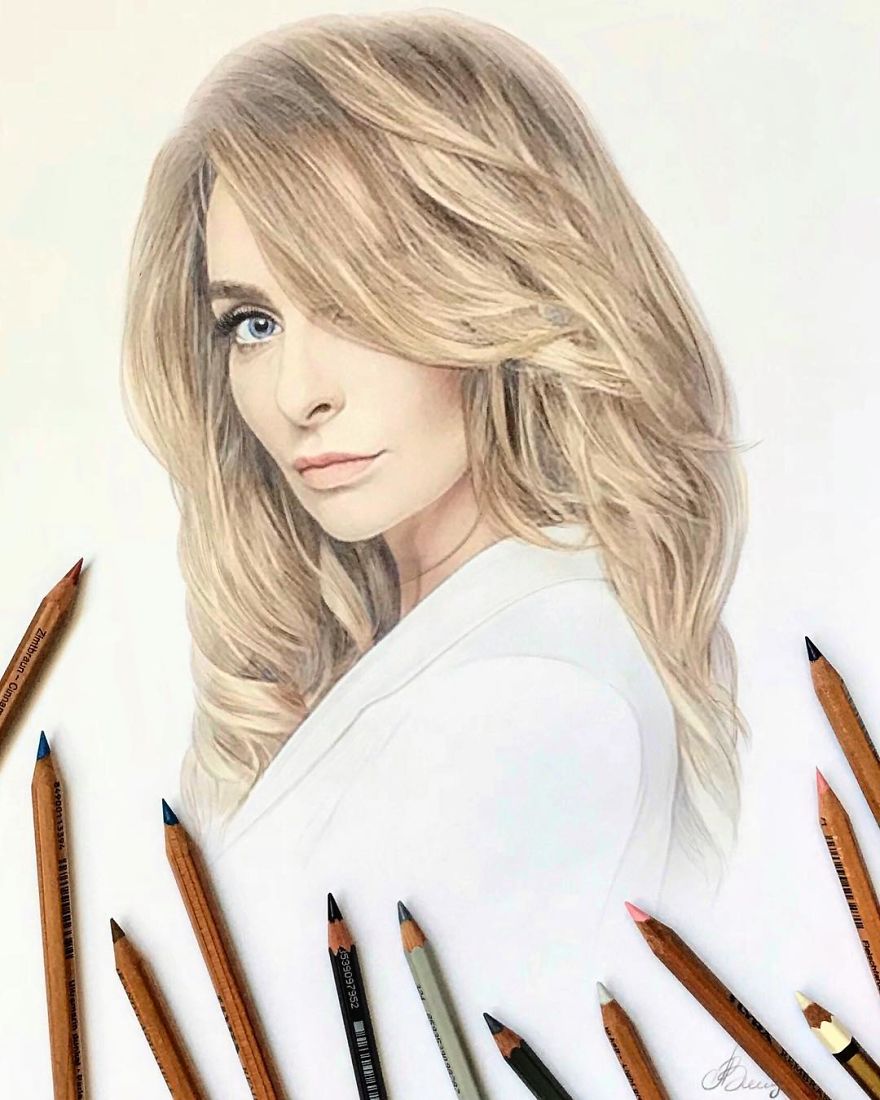 俄罗斯Alena超级逼真的彩色铅笔肖像画作