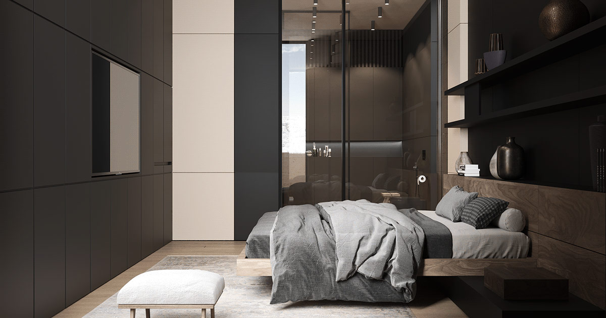 酷黑搭配木质色调：瑞典现代豪华公寓