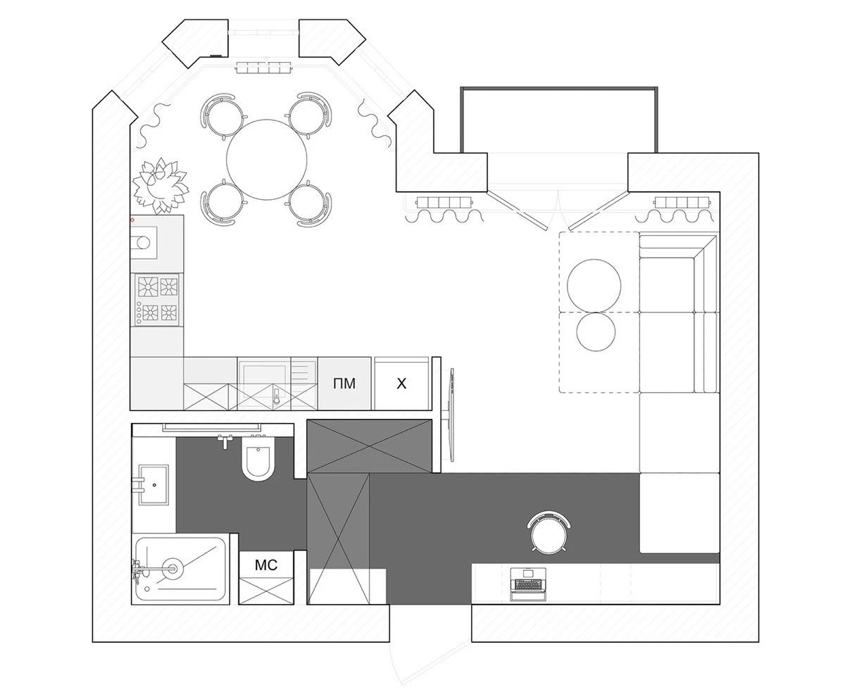 2间35平方米北欧风单身小公寓设计