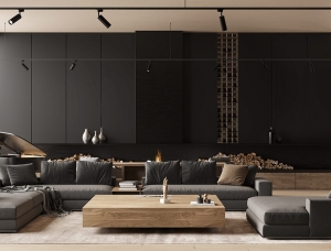 酷黑搭配木質色調：瑞典現代豪華公寓