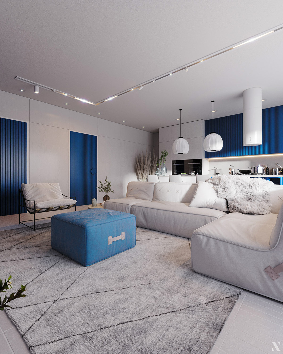 清新明媚！4间蓝色主题风格公寓设计
