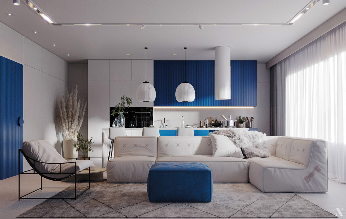 清新明媚！4间蓝色主题风格公寓设计