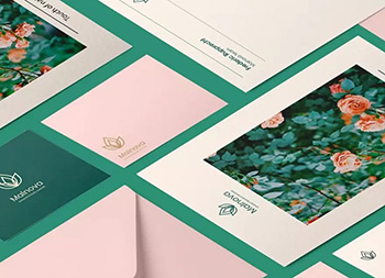 柔和的粉，自然的绿!Malnova化妆品清新的品牌设计