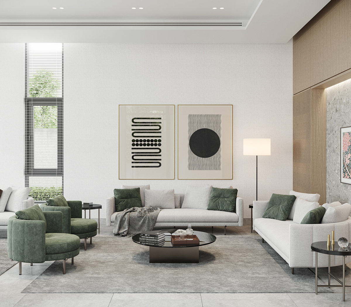 优雅浅灰+木质元素，迪拜480平现代住宅设计