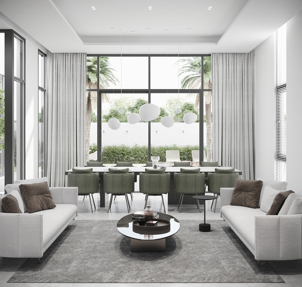 优雅浅灰+木质元素，迪拜480平现代住宅设计