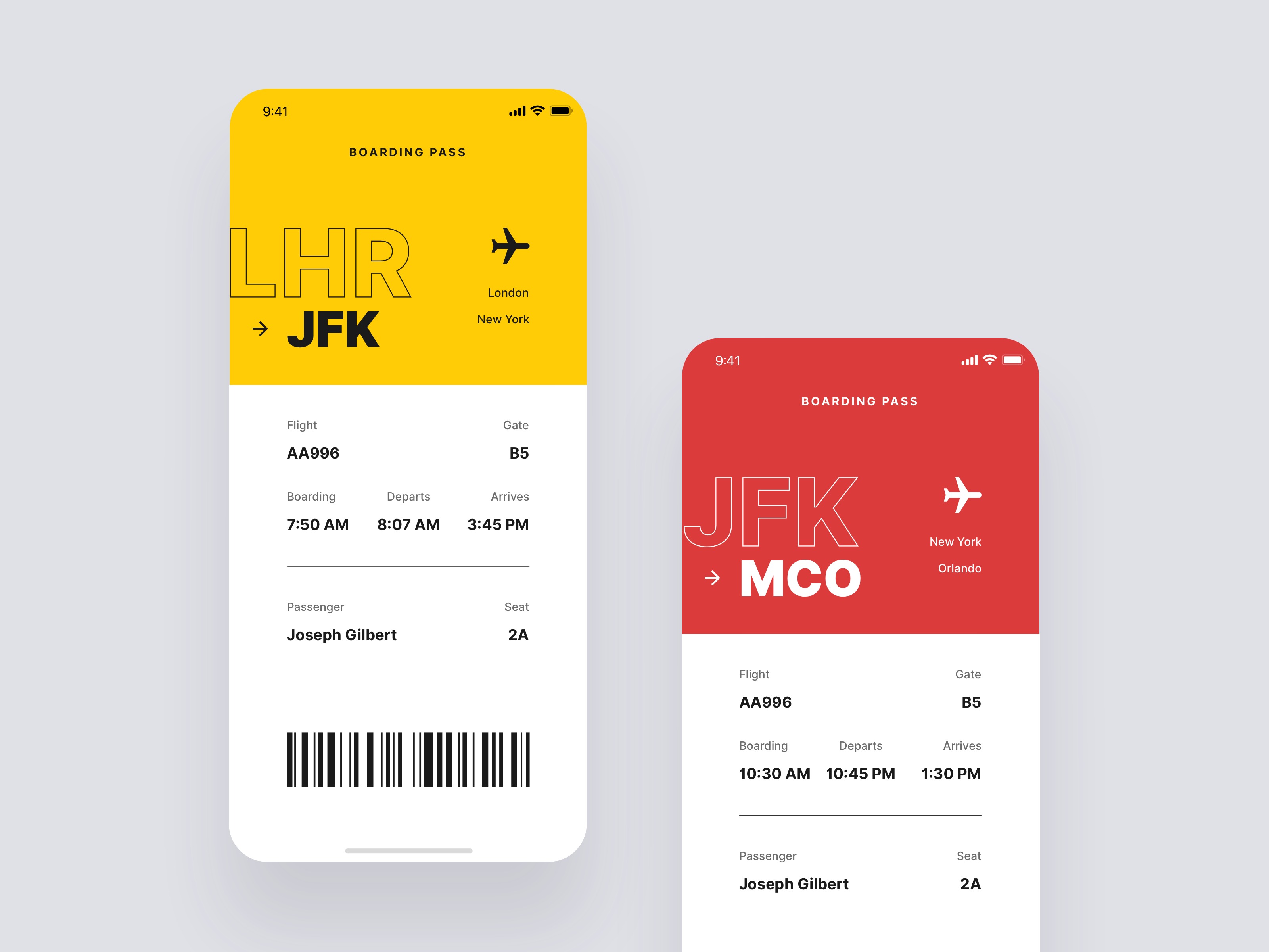 12款机票App登机牌页面UI设计