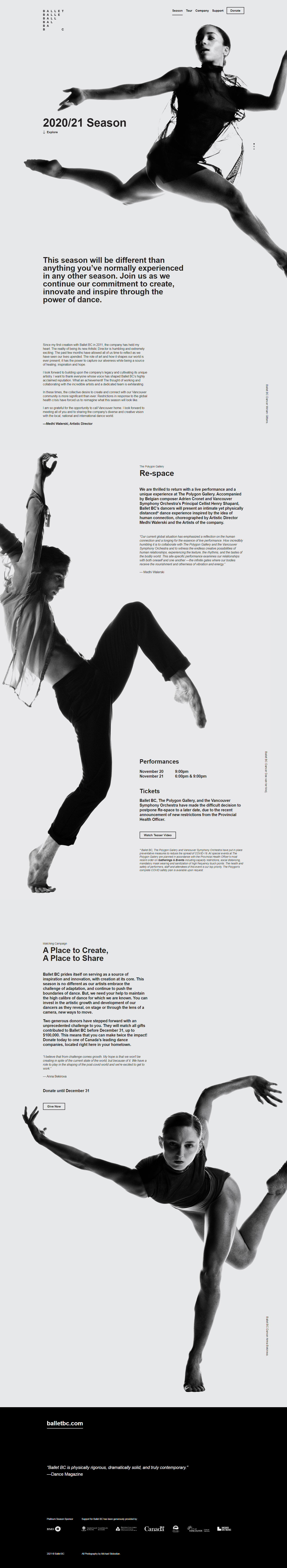 Ballet BC芭蕾舞团网站设计