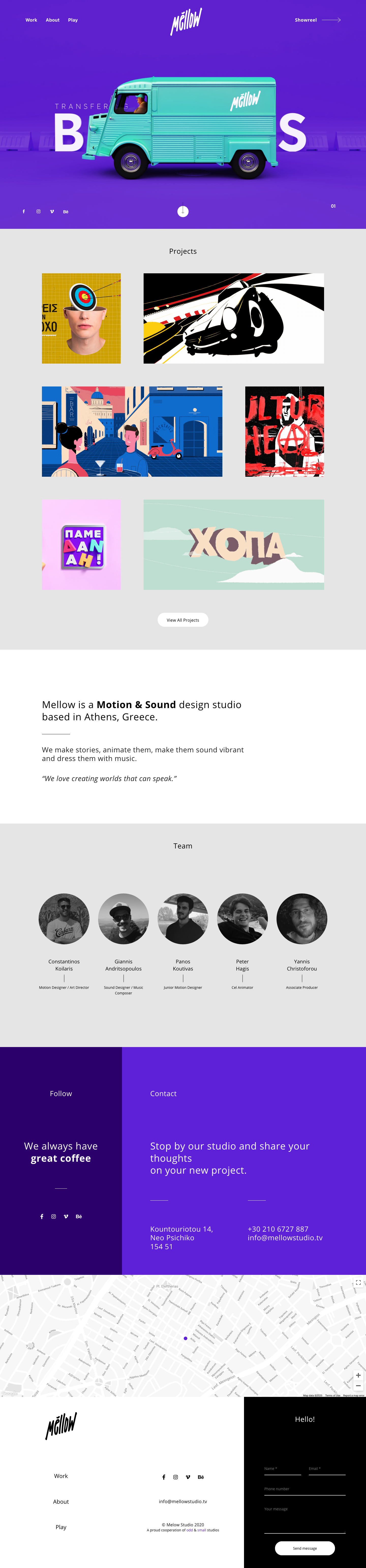 希腊声音和动画工作室Mellow网站设计