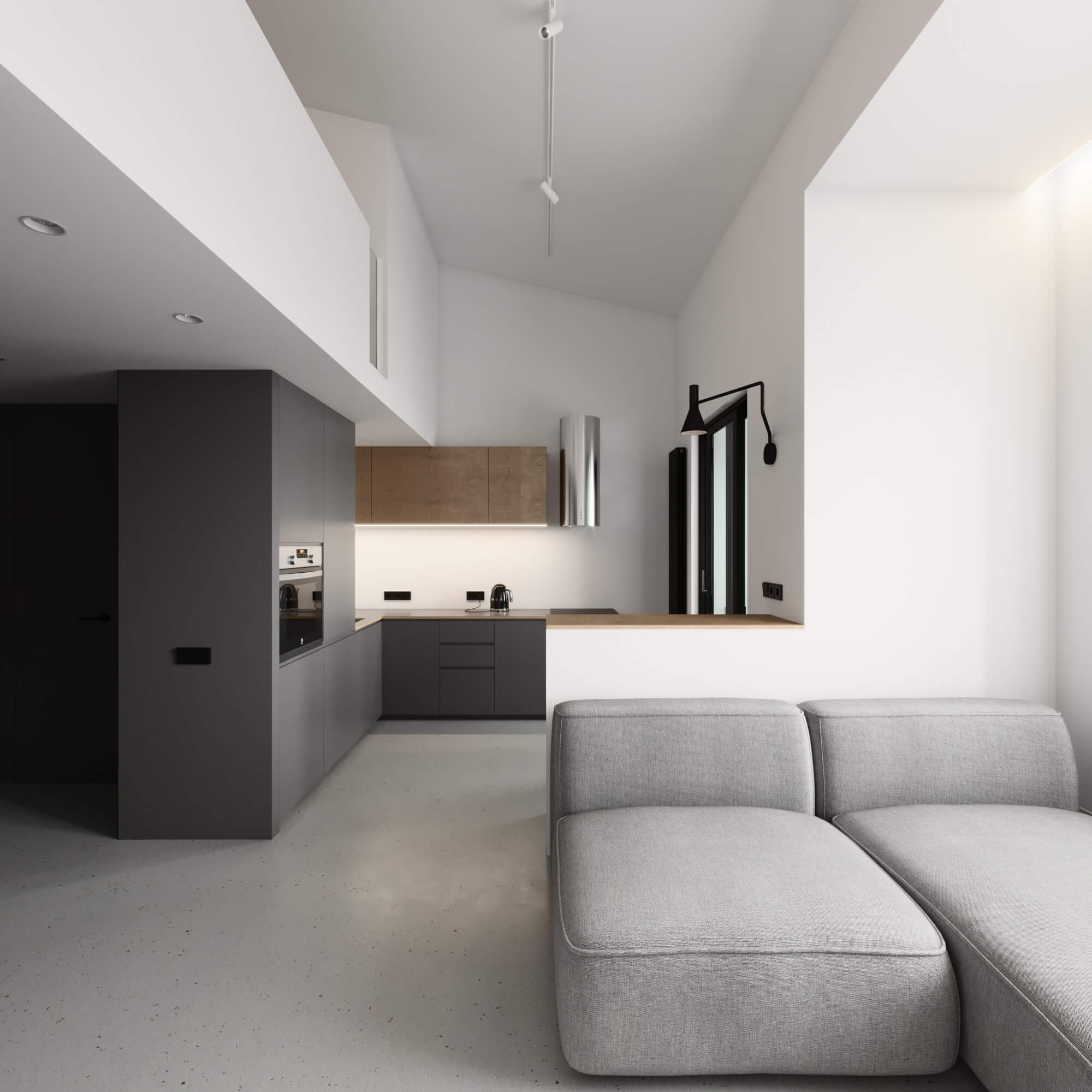 俄罗斯Korolev简约黑白风复式公寓设计