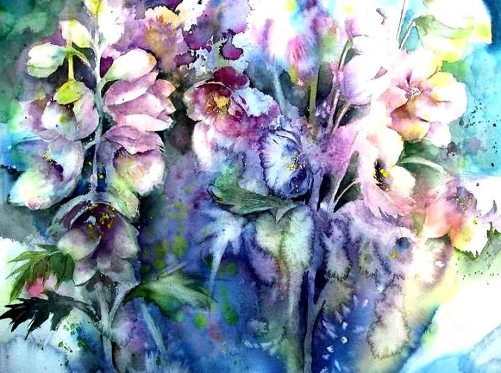 日本艺术家Harumi Kosugi水彩花卉作品