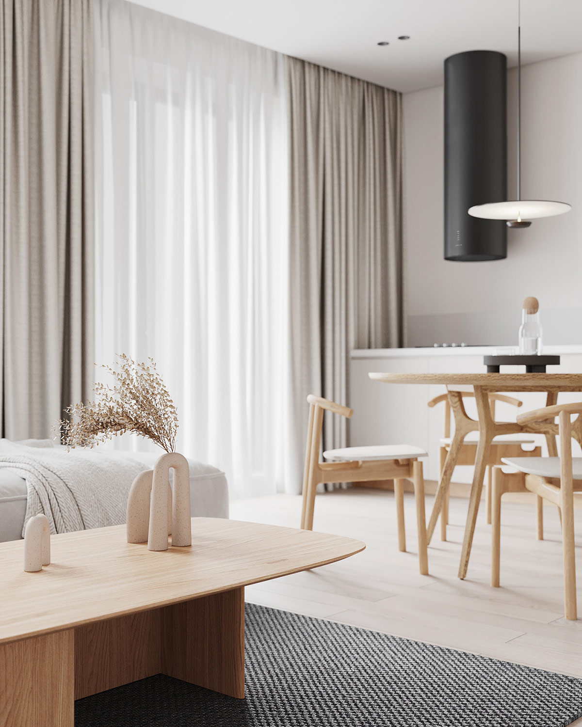 浅木色+白色：2套极简风现代家居空间