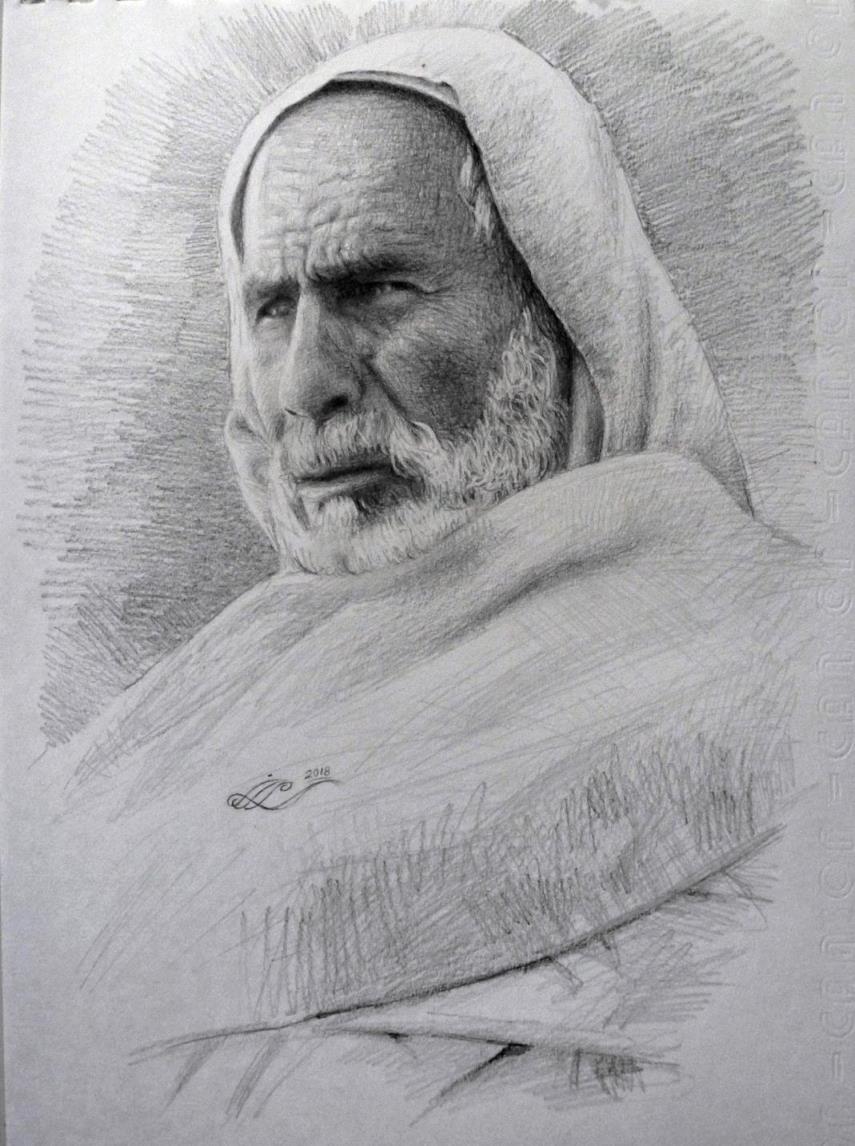 埃及Mahmoud Madani铅笔肖像画作品