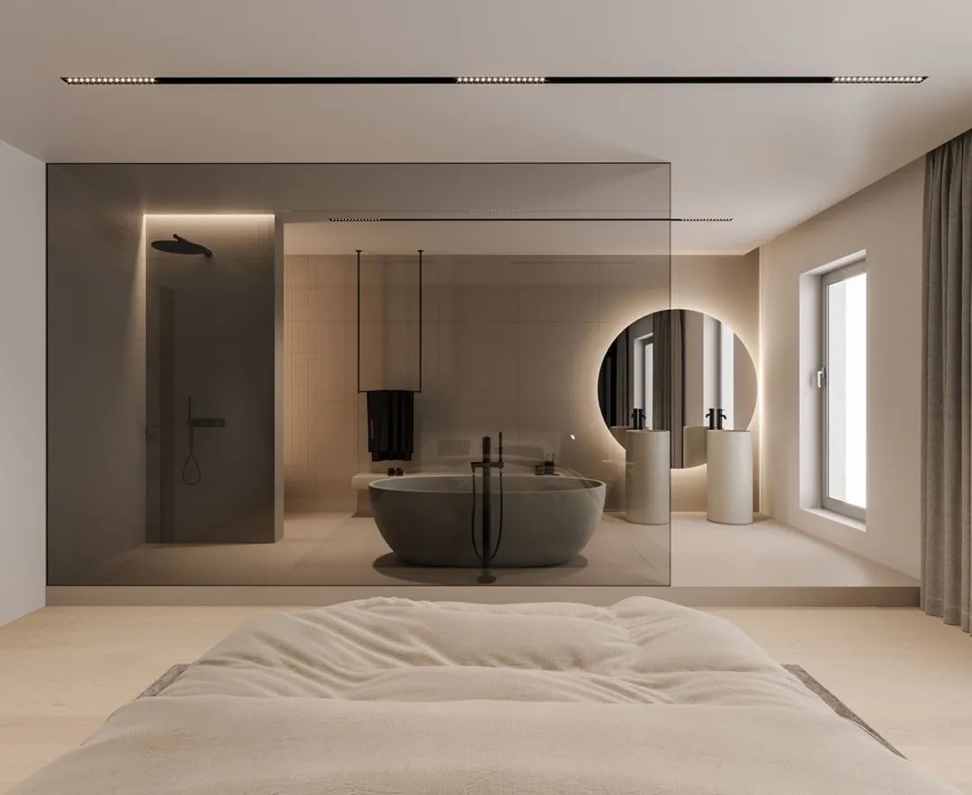 浴室与卧室融为一体！套间浴室设计欣赏