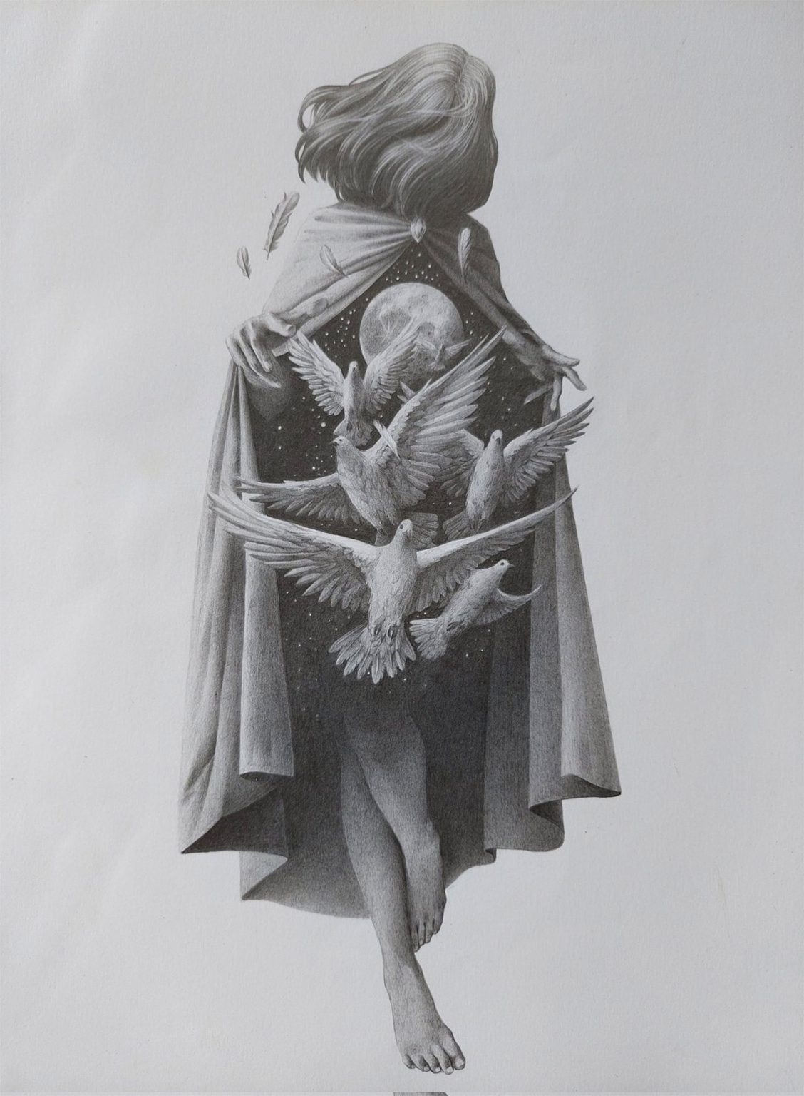 Garis Edelweiss超现实风格铅笔画作品