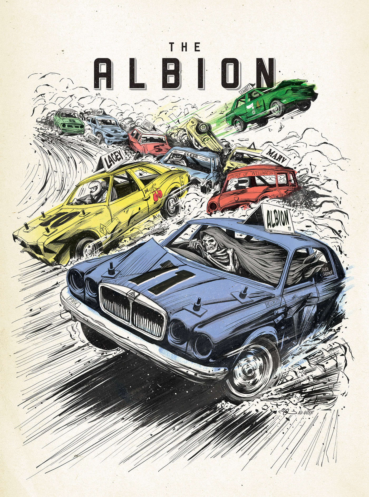 Adi Gilbert：复古插画风格赛车海报设计