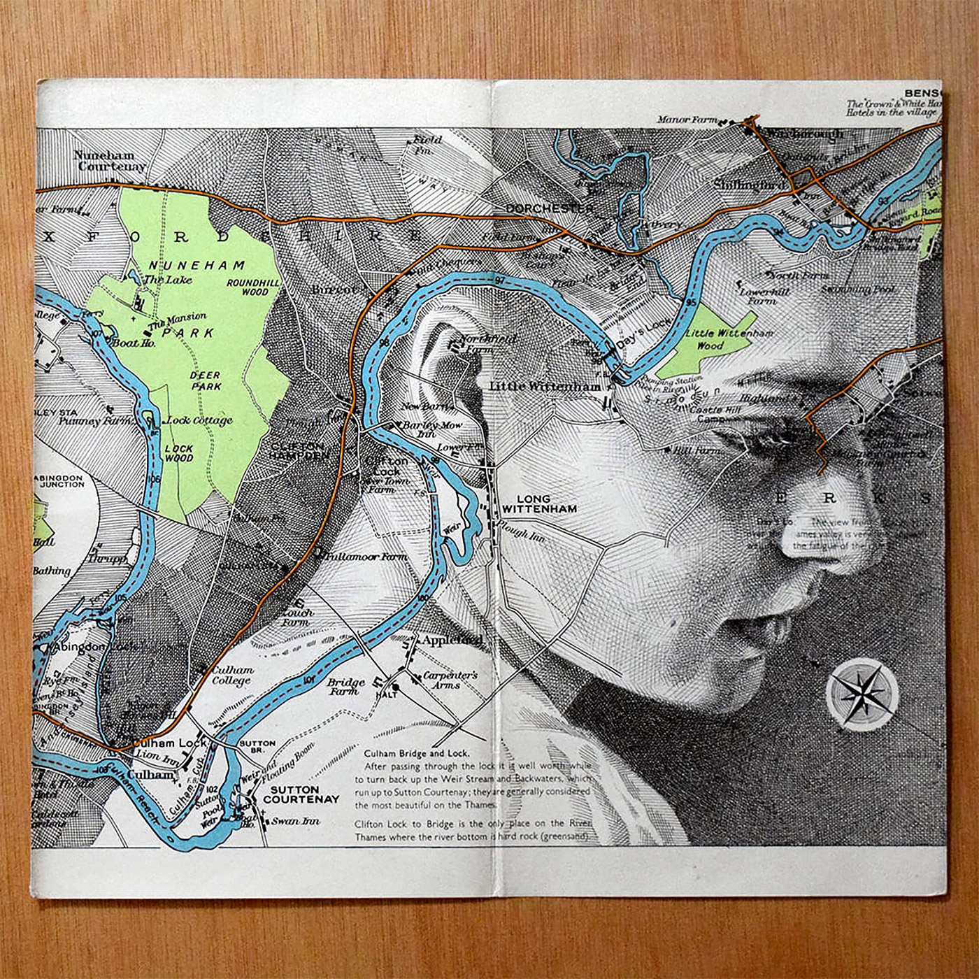 以地图为画布，创作出令人惊叹的手绘肖像插画