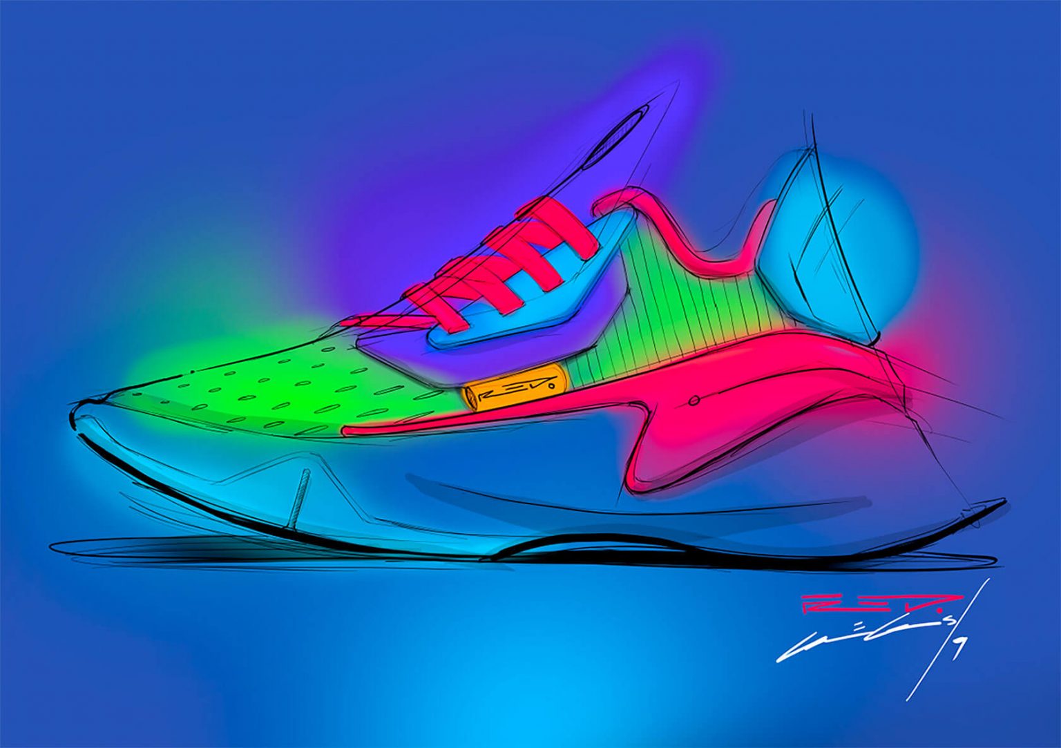 未来主义风格的概念运动鞋设计