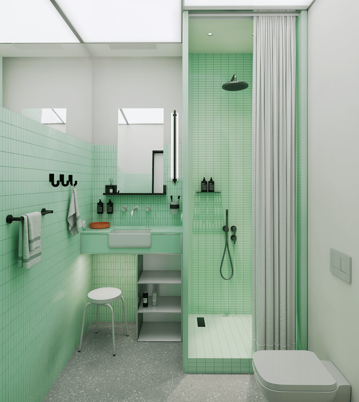 40个绿色系卫生间设计