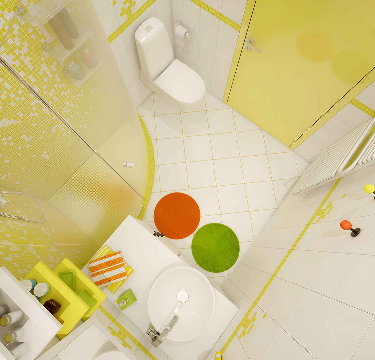 活力四射！51个浴室的色彩创意设计