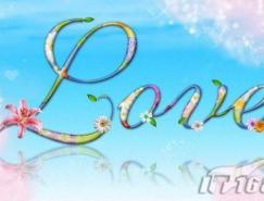 PS制作浪漫“花儿”特效文字