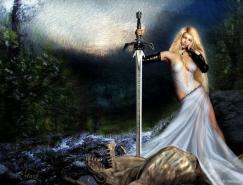 持剑游戏人物CG作品