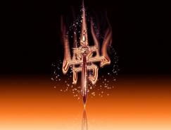 PS制作燃烧金属字