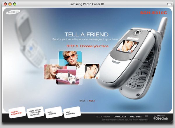 SAMSUNG E310C手机网页设计欣赏