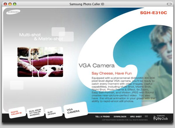 SAMSUNG E310C手机网页设计欣赏