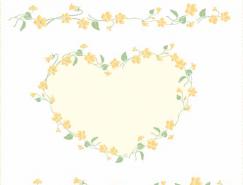 花朵花边围成心形矢量素材