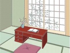 日本风格室内装饰矢量图(73)